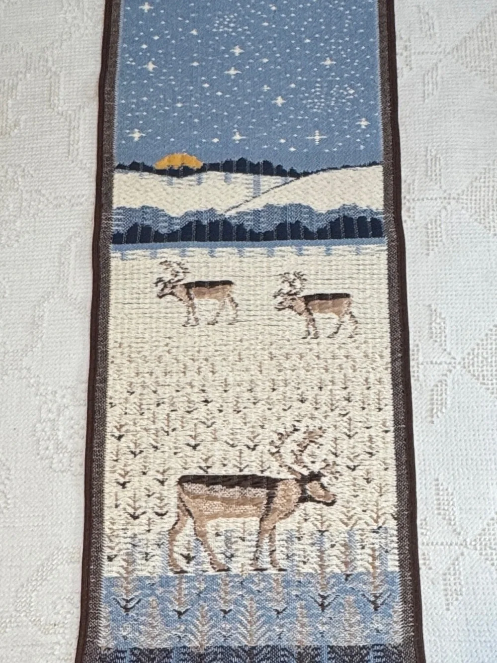 New HANHISALON KUTOMO OY Woven Finnish Wall Hanging Winter/Reindeers Design